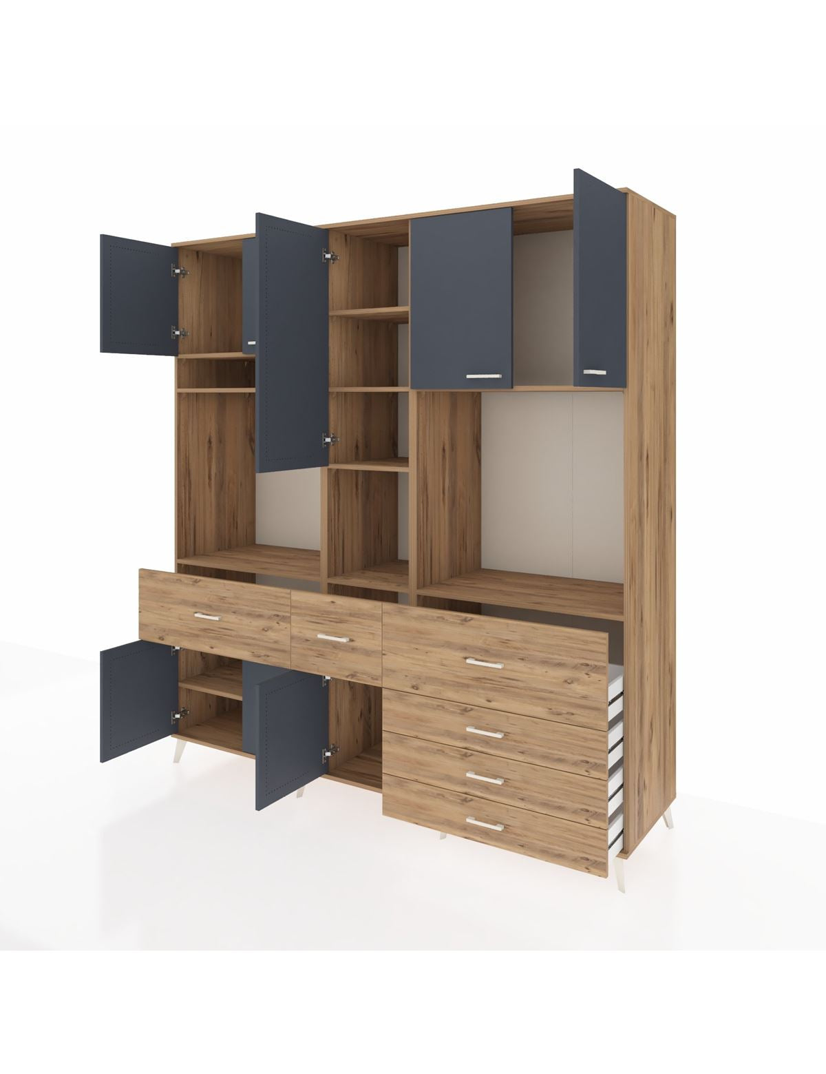 Kronos Dolap 10 Raflı 6 Çekmeceli 8 Kapaklı 220x59x243 - S784M035V27C