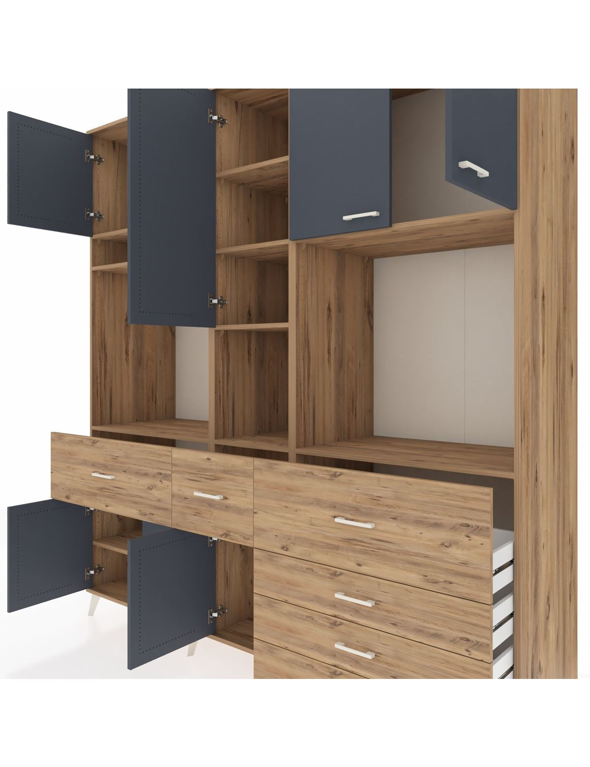 Kronos Dolap 10 Raflı 6 Çekmeceli 8 Kapaklı 220x59x243 - S784M035V27C