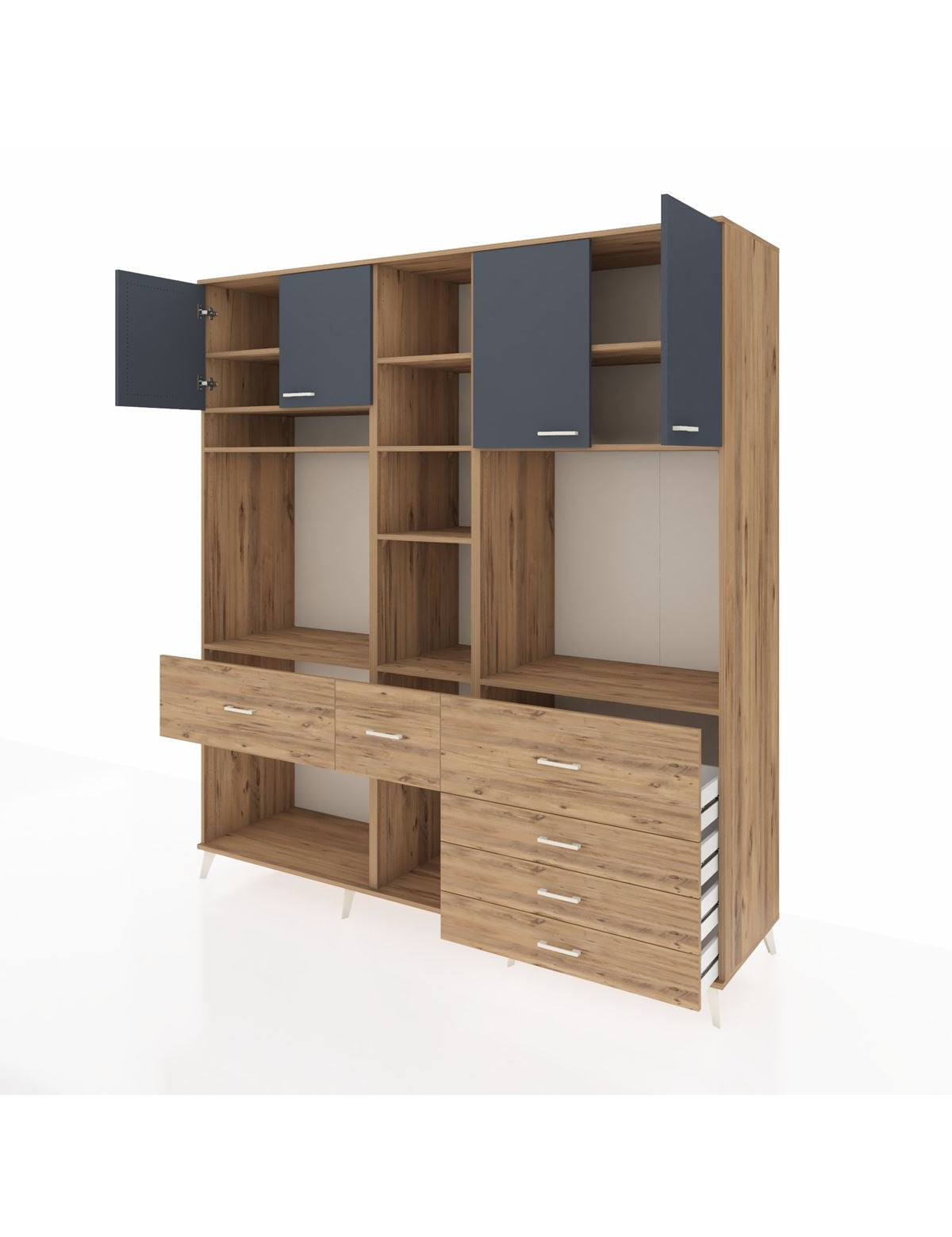 Kronos Dolap 11 Raflı 6 Çekmeceli 4 Kapaklı 220x59x243 - S784M036V27C