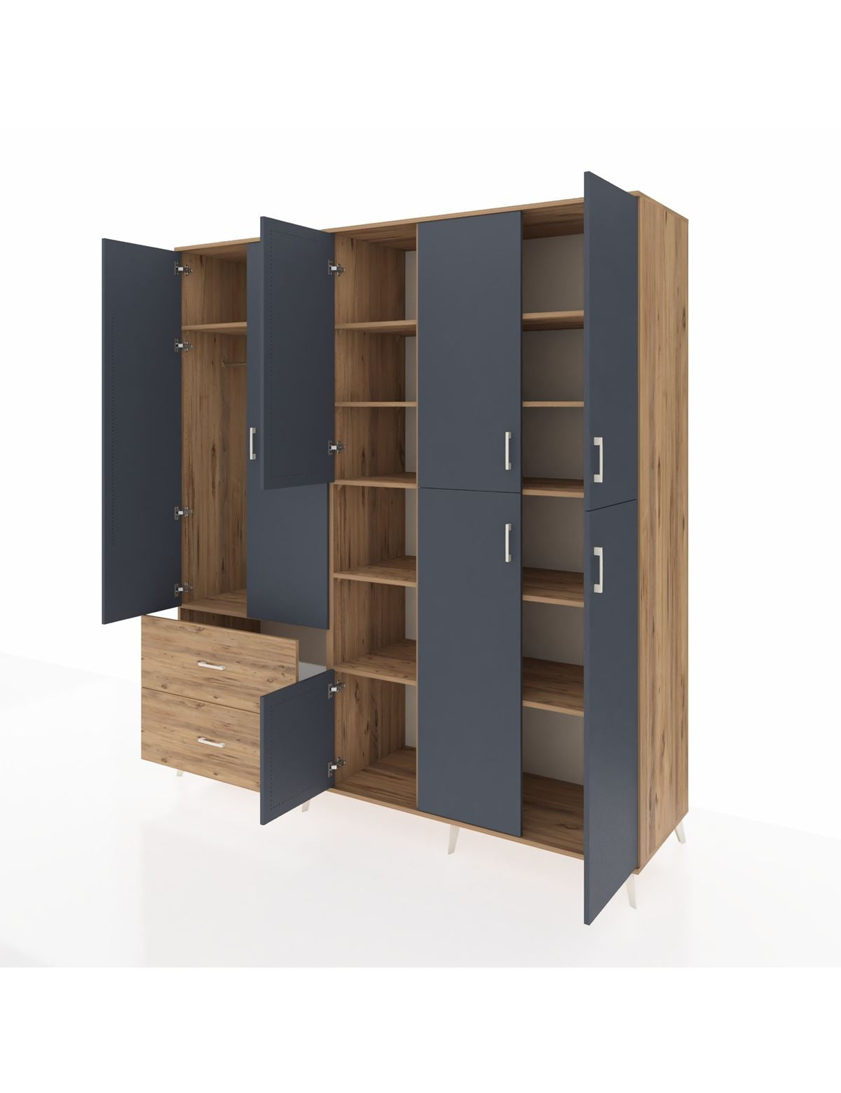 Kronos Dolap 12 Raflı 2 Çekmeceli Tek Askılı 220x59x243 - S784M037V27C