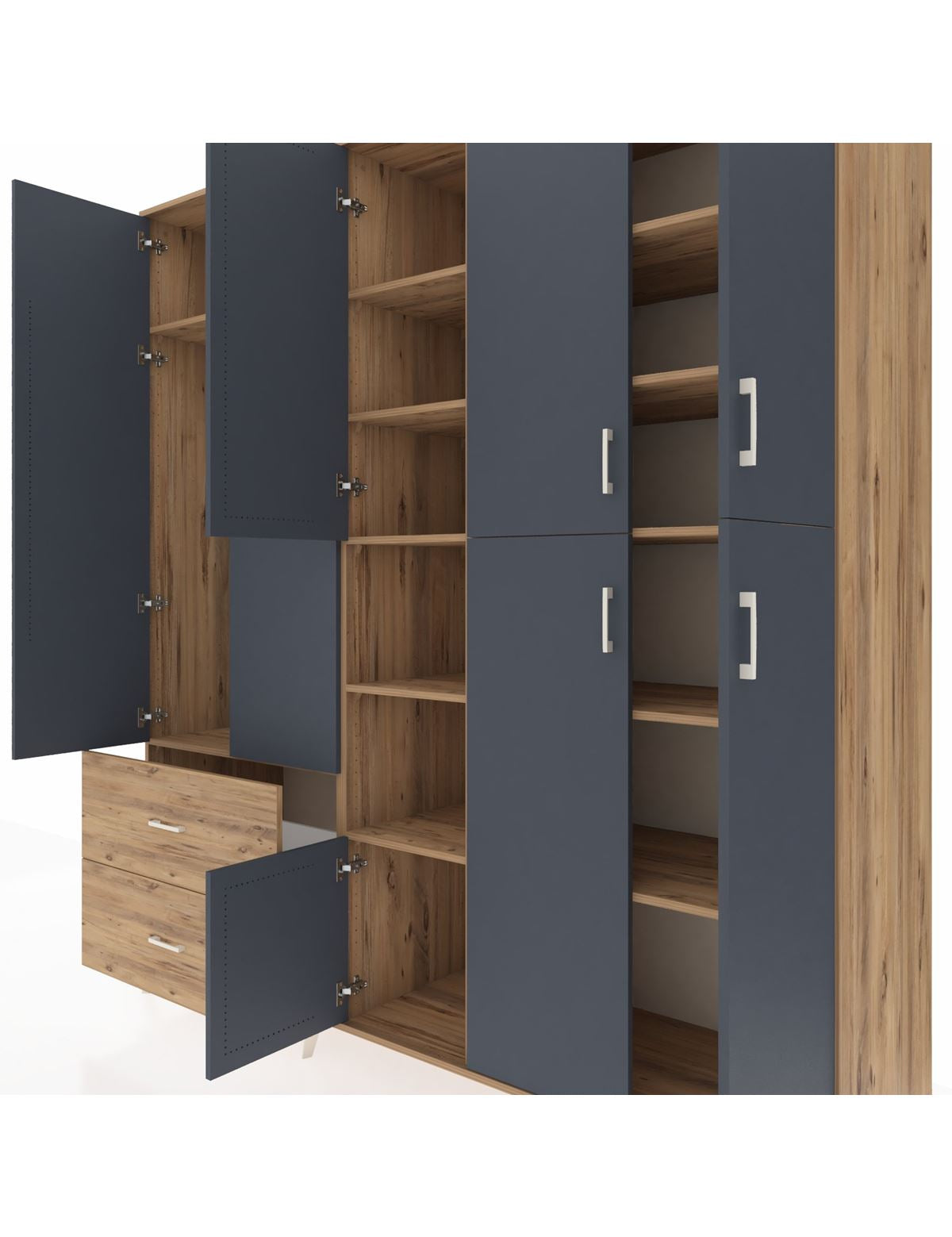 Kronos Dolap 12 Raflı 2 Çekmeceli Tek Askılı 220x59x243 - S784M037V27C