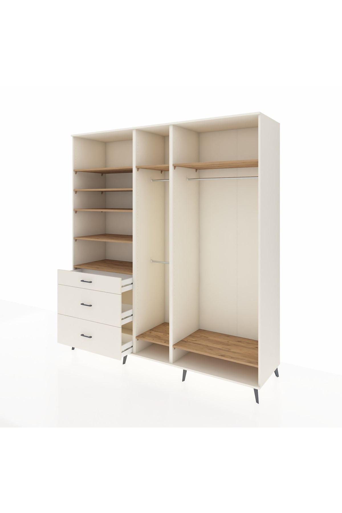 Kronos Dolap 9 Raflı 3 Çekmeceli 3 Askılı 220x59x243 Aytaşı-Çam/Aytaşı