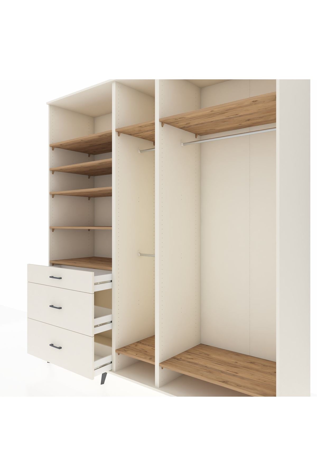 Kronos Dolap 9 Raflı 3 Çekmeceli 3 Askılı 220x59x243 Aytaşı-Çam/Aytaşı