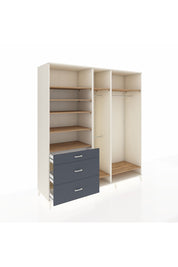 Kronos Dolap 9 Raflı 3 Çekmeceli 3 Askılı 220x59x243 Aytaşı-Çam/Antrasit