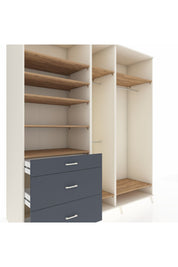 Kronos Dolap 9 Raflı 3 Çekmeceli 3 Askılı 220x59x243 Aytaşı-Çam/Antrasit