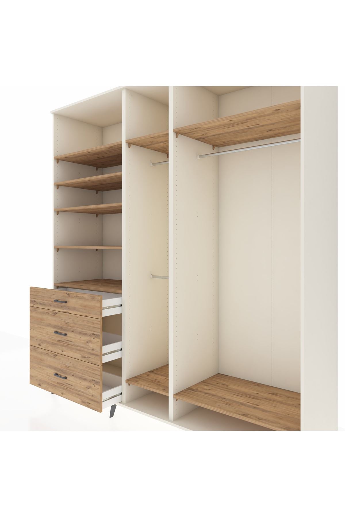 Kronos Dolap 9 Raflı 3 Çekmeceli 3 Askılı 220x59x243 Aytaşı-Çam/Çam