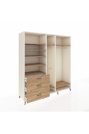 Kronos Dolap 9 Raflı 3 Çekmeceli 3 Askılı 220x59x243 Aytaşı-Çam/Çam