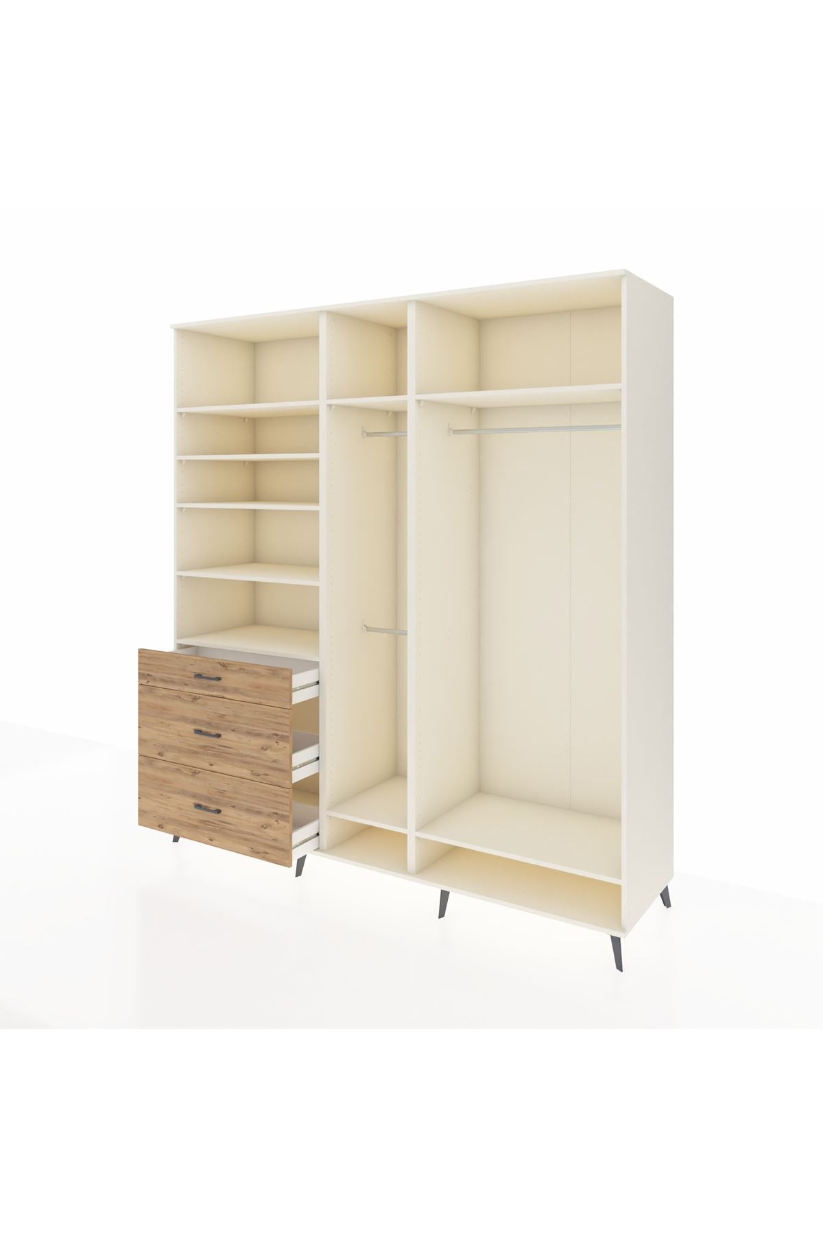 Kronos Dolap 9 Raflı 3 Çekmeceli 3 Askılı 220x59x243 Aytaşı-Aytaşı/Çam