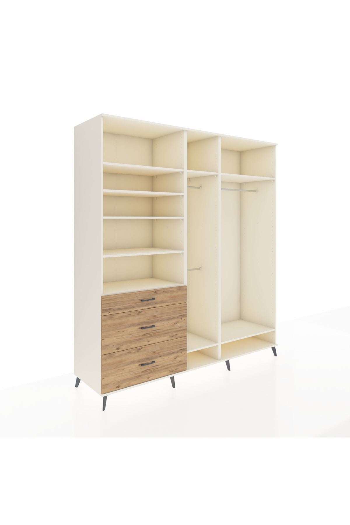 Kronos Dolap 9 Raflı 3 Çekmeceli 3 Askılı 220x59x243 Aytaşı-Aytaşı/Çam