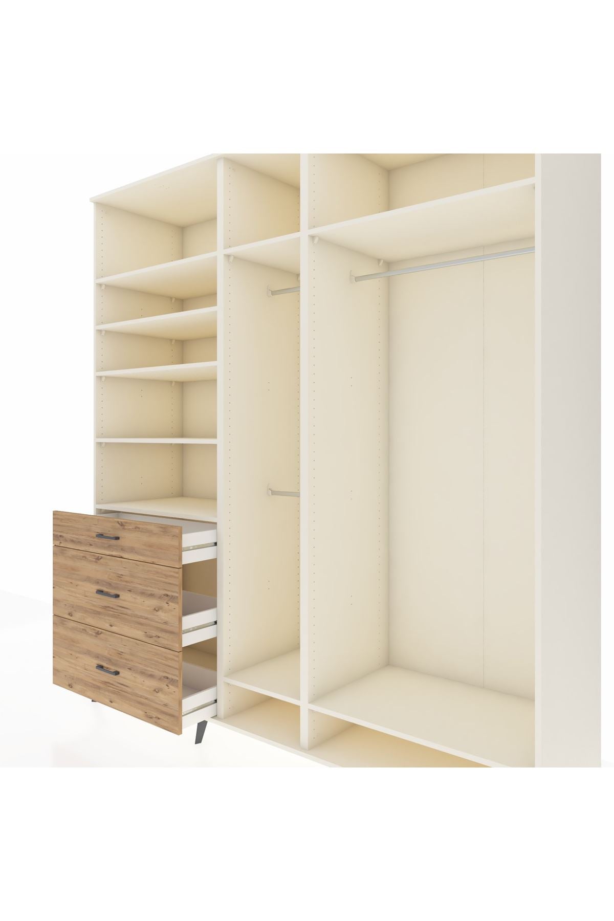 Kronos Dolap 9 Raflı 3 Çekmeceli 3 Askılı 220x59x243 Aytaşı-Aytaşı/Çam