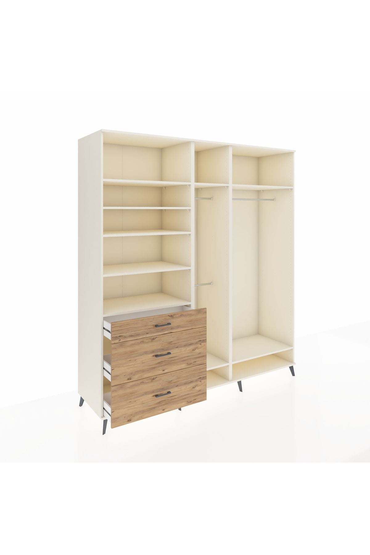 Kronos Dolap 9 Raflı 3 Çekmeceli 3 Askılı 220x59x243 Aytaşı-Aytaşı/Çam