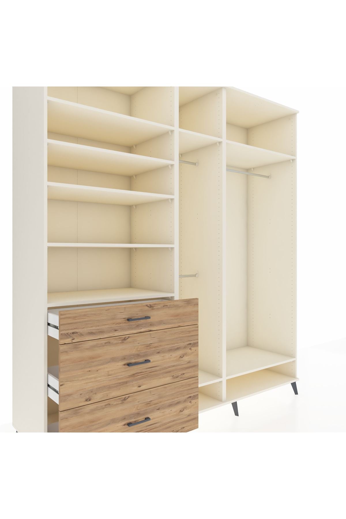 Kronos Dolap 9 Raflı 3 Çekmeceli 3 Askılı 220x59x243 Aytaşı-Aytaşı/Çam
