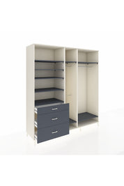 Kronos Dolap 9 Raflı 3 Çekmeceli 3 Askılı 220x59x243 Aytaşı-Antrasit/Antrasit
