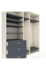 Kronos Dolap 9 Raflı 3 Çekmeceli 3 Askılı 220x59x243 Aytaşı-Antrasit/Antrasit