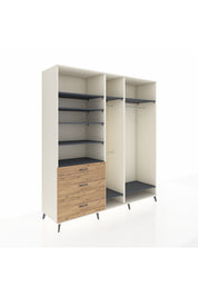 Kronos Dolap 9 Raflı 3 Çekmeceli 3 Askılı 220x59x243 Aytaşı-Antrasit/Çam