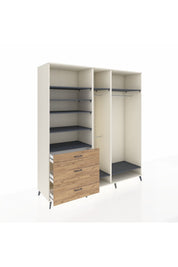 Kronos Dolap 9 Raflı 3 Çekmeceli 3 Askılı 220x59x243 Aytaşı-Antrasit/Çam