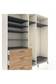 Kronos Dolap 9 Raflı 3 Çekmeceli 3 Askılı 220x59x243 Aytaşı-Antrasit/Çam