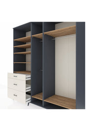 Kronos Dolap 9 Raflı 3 Çekmeceli 3 Askılı 220x59x243 Antrasit-Çam/Aytaşı