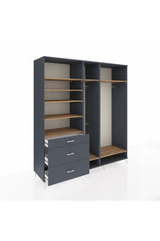 Kronos Dolap 9 Raflı 3 Çekmeceli 3 Askılı 220x59x243 Antrasit-Çam/Antrasit