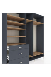 Kronos Dolap 9 Raflı 3 Çekmeceli 3 Askılı 220x59x243 Antrasit-Çam/Antrasit