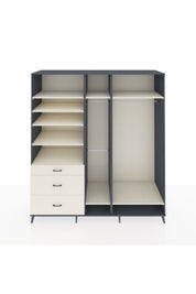 Kronos Dolap 9 Raflı 3 Çekmeceli 3 Askılı 220x59x243 Antrasit-Aytaşı/Aytaşı