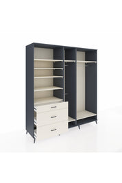 Kronos Dolap 9 Raflı 3 Çekmeceli 3 Askılı 220x59x243 Antrasit-Aytaşı/Aytaşı