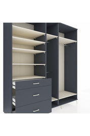 Kronos Dolap 9 Raflı 3 Çekmeceli 3 Askılı 220x59x243 Antrasit-Aytaşı/Antrasit