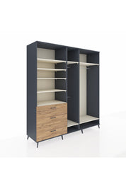 Kronos Dolap 9 Raflı 3 Çekmeceli 3 Askılı 220x59x243 Antrasit-Aytaşı/Çam