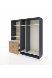 Kronos Dolap 9 Raflı 3 Çekmeceli 3 Askılı 220x59x243 Antrasit-Aytaşı/Çam