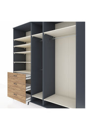 Kronos Dolap 9 Raflı 3 Çekmeceli 3 Askılı 220x59x243 Antrasit-Aytaşı/Çam