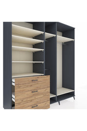Kronos Dolap 9 Raflı 3 Çekmeceli 3 Askılı 220x59x243 Antrasit-Aytaşı/Çam