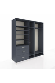 Kronos Dolap 9 Raflı 3 Çekmeceli 3 Askılı 220x59x243 Antrasit-Antrasit/Antrasit