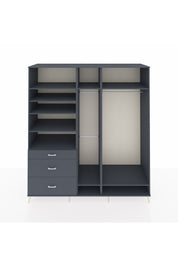 Kronos Dolap 9 Raflı 3 Çekmeceli 3 Askılı 220x59x243 Antrasit-Antrasit/Antrasit