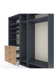Kronos Dolap 9 Raflı 3 Çekmeceli 3 Askılı 220x59x243 Antrasit-Antrasit/Çam