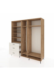 Kronos Dolap 9 Raflı 3 Çekmeceli 3 Askılı 220x59x243 Çam-Çam/Aytaşı