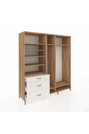 Kronos Dolap 9 Raflı 3 Çekmeceli 3 Askılı 220x59x243 Çam-Çam/Aytaşı