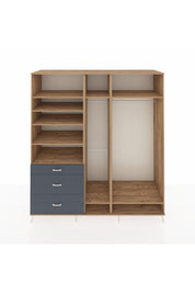 Kronos Dolap 9 Raflı 3 Çekmeceli 3 Askılı 220x59x243 Çam-Çam/Antrasit