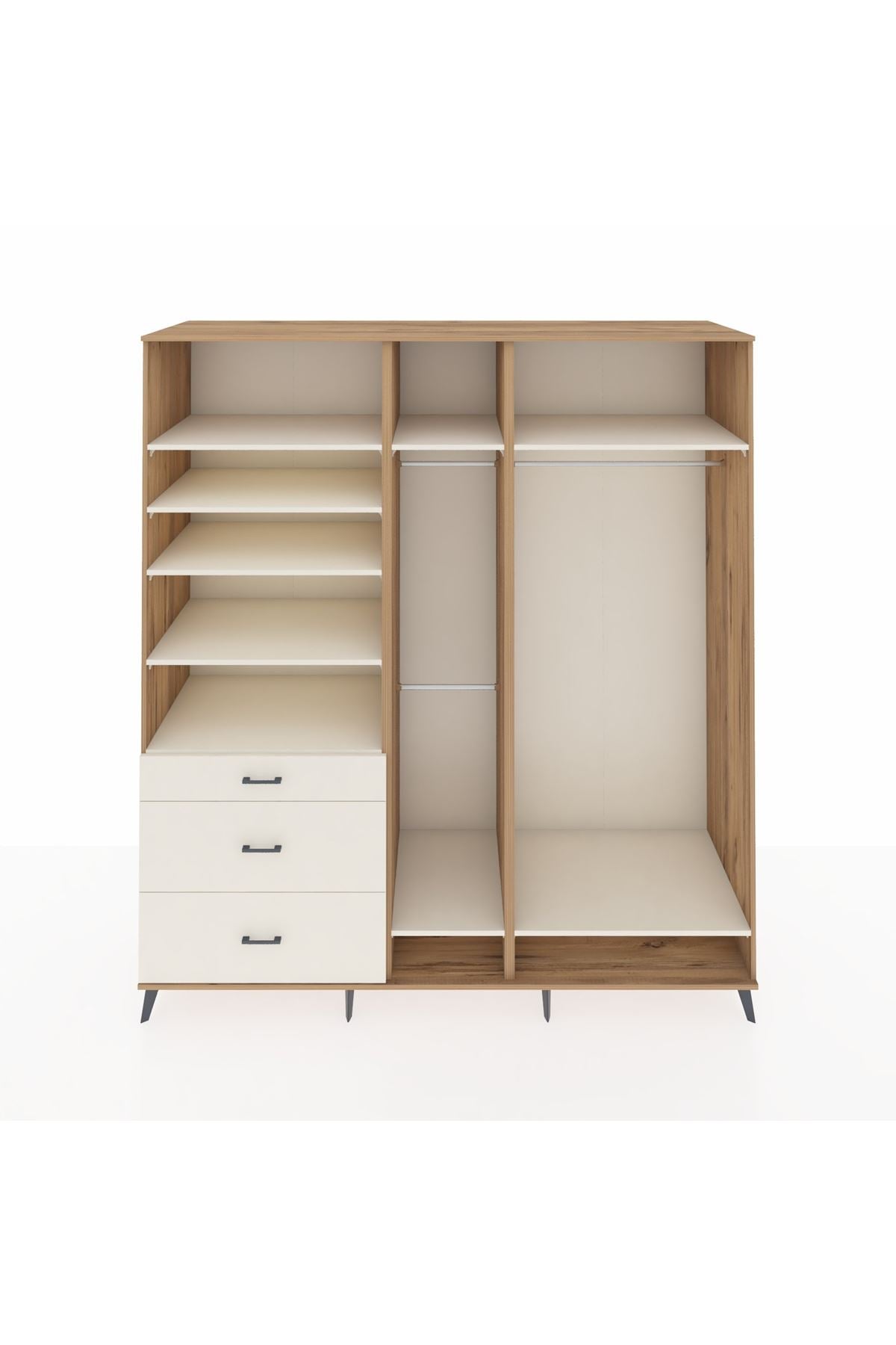 Kronos Dolap 9 Raflı 3 Çekmeceli 3 Askılı 220x59x243 Çam-Aytaşı/Aytaşı