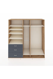 Kronos Dolap 9 Raflı 3 Çekmeceli 3 Askılı 220x59x243 Çam-Aytaşı/Antrasit