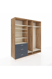 Kronos Dolap 9 Raflı 3 Çekmeceli 3 Askılı 220x59x243 Çam-Aytaşı/Antrasit