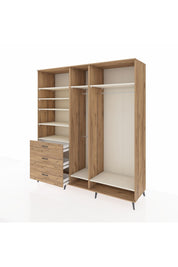 Kronos Dolap 9 Raflı 3 Çekmeceli 3 Askılı 220x59x243 Çam-Aytaşı/Çam