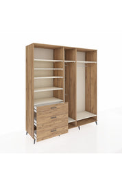 Kronos Dolap 9 Raflı 3 Çekmeceli 3 Askılı 220x59x243 Çam-Aytaşı/Çam