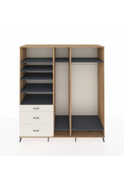 Kronos Dolap 9 Raflı 3 Çekmeceli 3 Askılı 220x59x243 Çam-Antrasit/Aytaşı