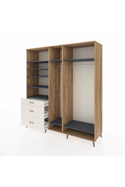 Kronos Dolap 9 Raflı 3 Çekmeceli 3 Askılı 220x59x243 Çam-Antrasit/Aytaşı