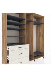 Kronos Dolap 9 Raflı 3 Çekmeceli 3 Askılı 220x59x243 Çam-Antrasit/Aytaşı