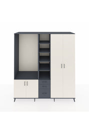 Kronos Dolap 13 Raflı 3 Çekmeceli 4 Kapaklı 220x59x243 Antrasit-Aytaşı/Antrasit