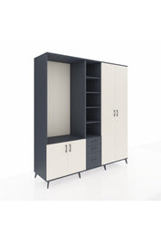 Kronos Dolap 13 Raflı 3 Çekmeceli 4 Kapaklı 220x59x243 Antrasit-Aytaşı/Antrasit