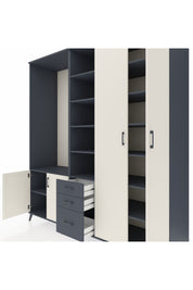 Kronos Dolap 13 Raflı 3 Çekmeceli 4 Kapaklı 220x59x243 Antrasit-Aytaşı/Antrasit