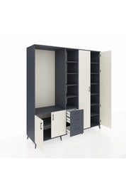 Kronos Dolap 13 Raflı 3 Çekmeceli 4 Kapaklı 220x59x243 Antrasit-Aytaşı/Antrasit