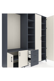 Kronos Dolap 13 Raflı 3 Çekmeceli 4 Kapaklı 220x59x243 Antrasit-Aytaşı/Antrasit